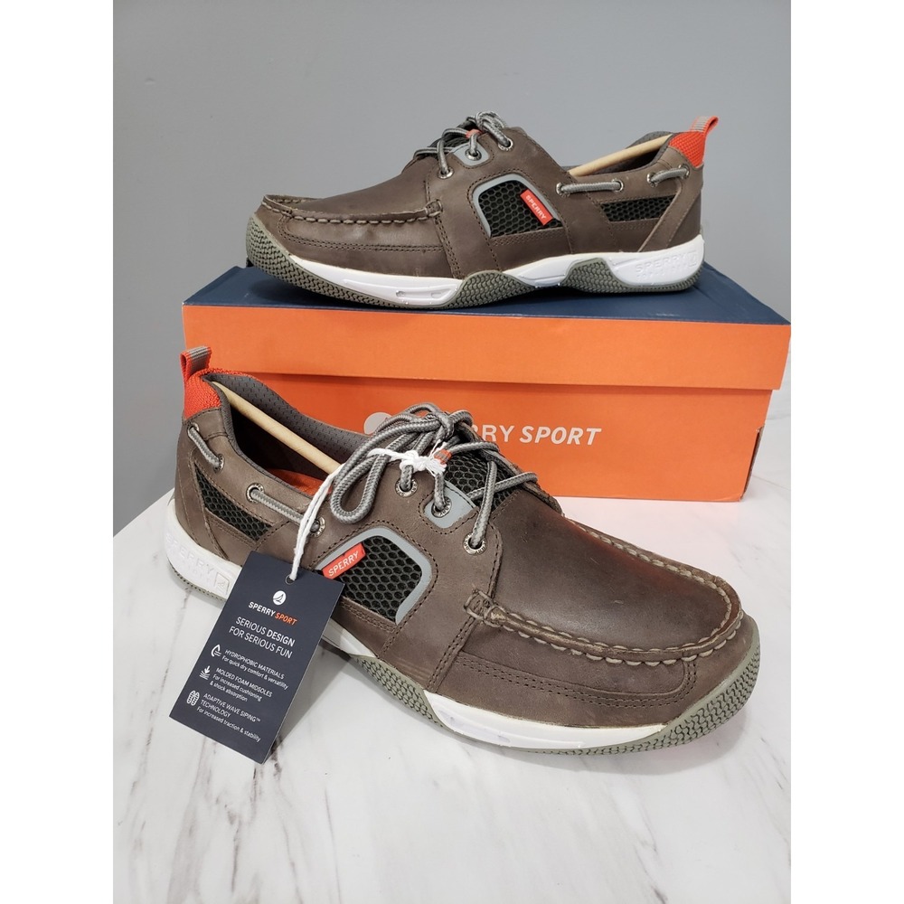 NEW SIZE 11 Sperry Top Sider Sea Kite Sport Moc Boat Shoe Gray Leather Slip On